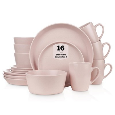 Stone Lain Albie Stoneware 16-Piece Modern Dinnerware Set Kitchen Plates and