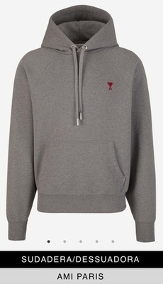 NEW AMI Paris XL Gray Cotton Sweatshirt 