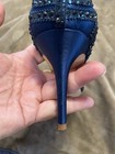 Badgley Mischka Shoes Size 7.5 Blue Peep-Toe Pumps Heels Satin Embellished — photo 8