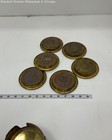 Brass Brown Cork Coasters Set Of 6 With Holder Vintage Style Home Decor — photo 4