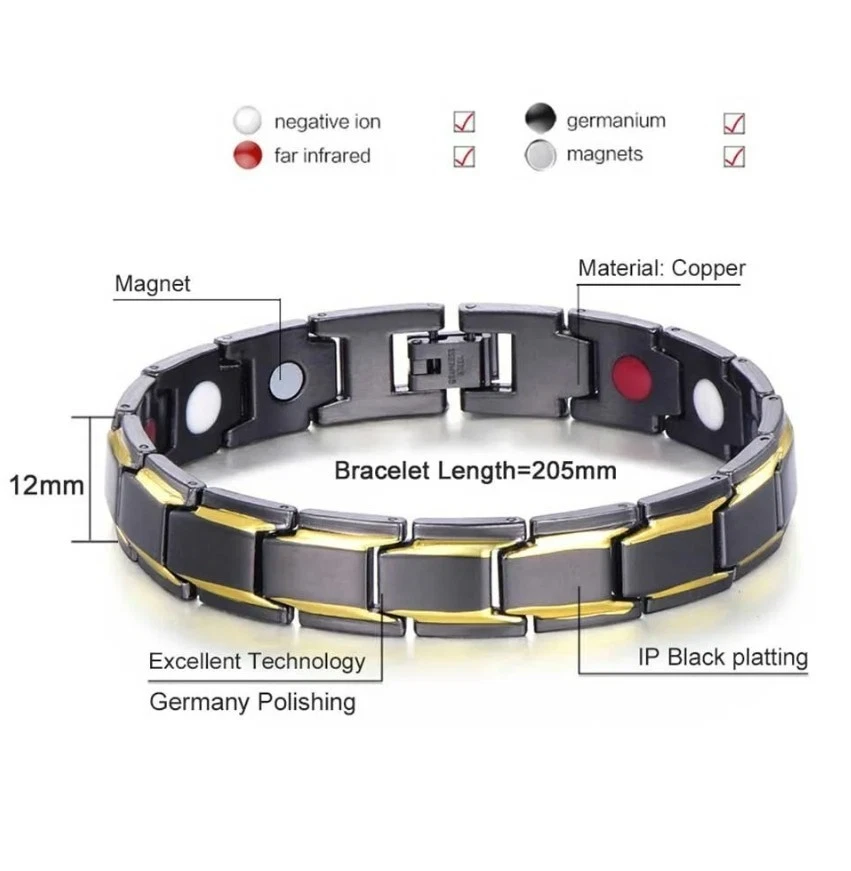 Copper Magnetic Bracelet Energy Healing Therapy Arthritis Pain Relief Men Women - Image 4 of 4