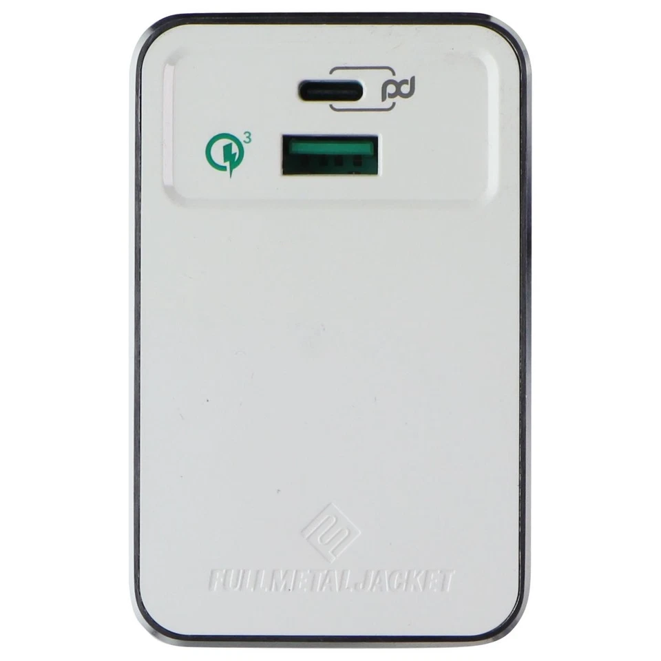 Qmadix Chaqueta Completa Metal Doble Puerto USB-C y USB-A 3.0 PD Adaptador de Carga - Blanco Foto 2 de 4