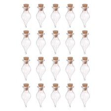 20pcs Mini Glass Bottles with Cork Single Point Shape Wishing Bottle