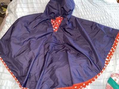 totes Women's Reversible Hooded Polka Dot Rain Poncho Snap One Size
