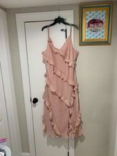A New Day Waterfall Ruffle Slip Midi Dress Womens Plus 2X Blush Pink Pretty Soft