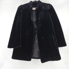 VIntage Intrigue Faux Fur Coat Black Luxury Glenoit Glam Size 6 Mob Wife Holiday