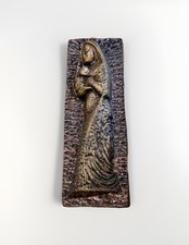 Bronze Relief Madonna mit Kind Wandbild sakrale Kunst Vintage Patina Maria