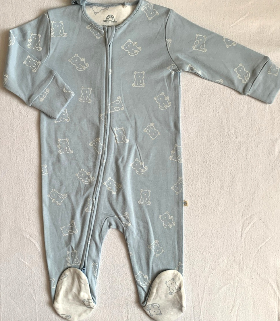 BNWT Baby Boys 3pk  Blue Zip Sleepsuits size 6-9 months NEXT image 3