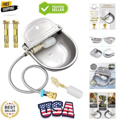 Automatic Animal Water Bowl with Float Valve, 304 Stainless Steel Livestock W...