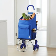 Lightweight Blue Foldable Shopping Cart with Ergonomic Handle   200 lbs Capacity