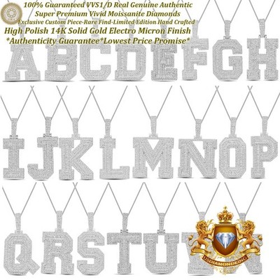 VVS1D Authentic Moissanite Initial Letter Alphabet 14K Gold Bonded Charm Pendant