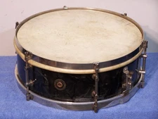 VINTAGE 1930s LEEDY AND STRUPE WOOD SNARE DRUM INDIANAPOLIS USA 5x14 BLACK PEARL