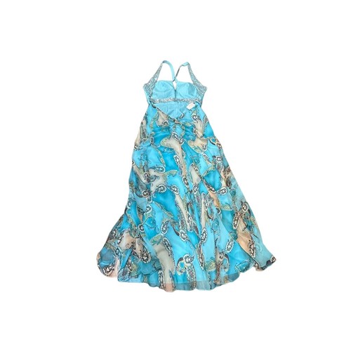 NWT Laffe Jasmine SZ. 12 PAISLEY Sequin Blue Halter Formal Summer Low Back Dress - Picture 4 of 20