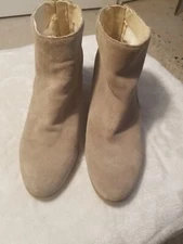 Sole Society Boots Womens 8 M So Riverr Zip Chelsea Ankle Boots Tan Suede Heel
