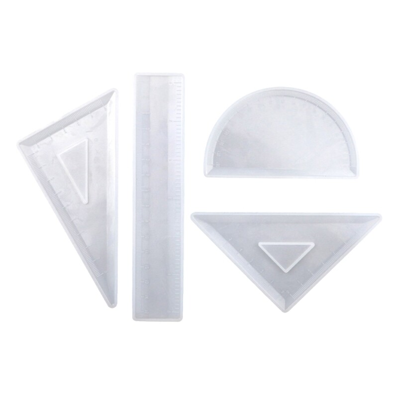 4Pcs DIY Ruler Resin Molds Handmade Protractor Triangle Ruler Rulers