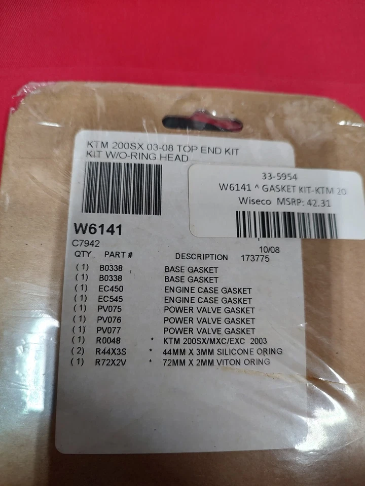 Kit de juntas de extremo superior Wiseco Cometic C7942 junta tórica KTM 200sx 03-16 200 mxc exc xc-w Foto 3 de 3