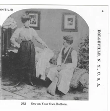 Sew On Your Own Buttons.  (Woman's Lib), 1978 Reproduction Stereoview