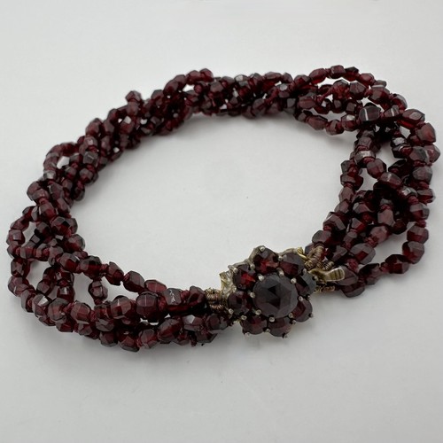 ELEGANT ANTIQUE VICTORIAN BOHEMIAN GARNET FLOWER BRACELET - 第 9/9 張圖片