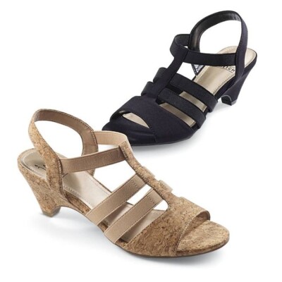NorthStyle Women's Sandals Ely Crepe Stretch/Elastic (Black & Natural)