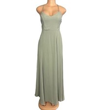 Show Me Your Mumu Woman's Godshaw Silver Sage Crisp Gown Maxi Dress Size Medium