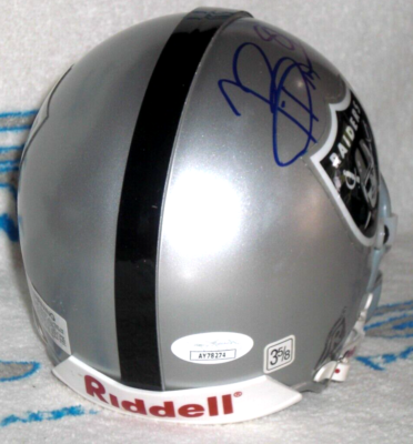 TIM BROWN SIGNED OAKLAND RAIDERS MINI HELMET - Notre Dame - J.S.A.
