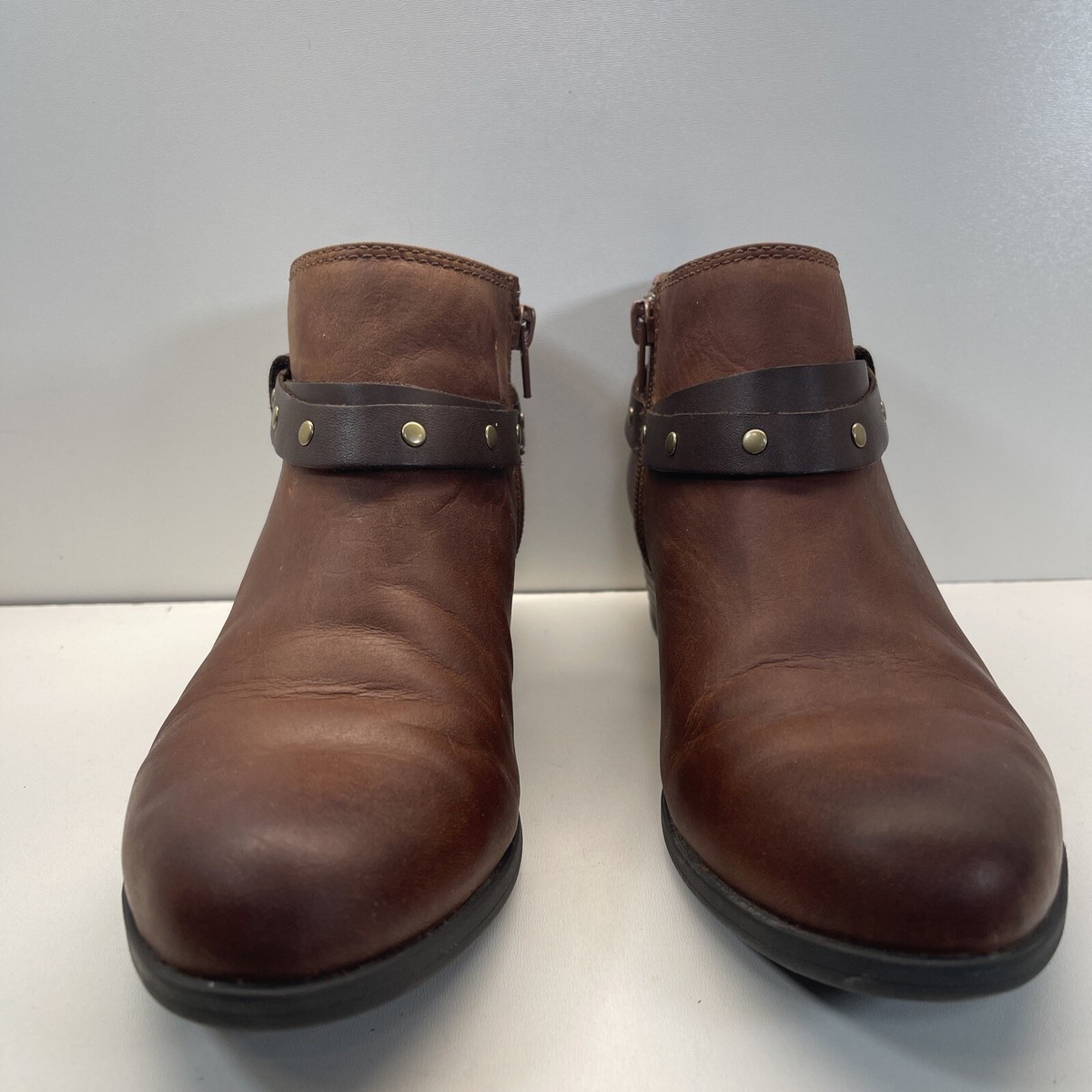 CLARKS® COLLECTION Soft Cushion Brown Leather Side Zip Ankle Boots Clarks Collection Soft Cushion Brown Leather zip- Ankle Boot  main image 2