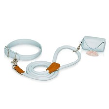 Max and Blu Walk Set  Dog Collar, Lead and Poop Bag Holder in Pale Blue