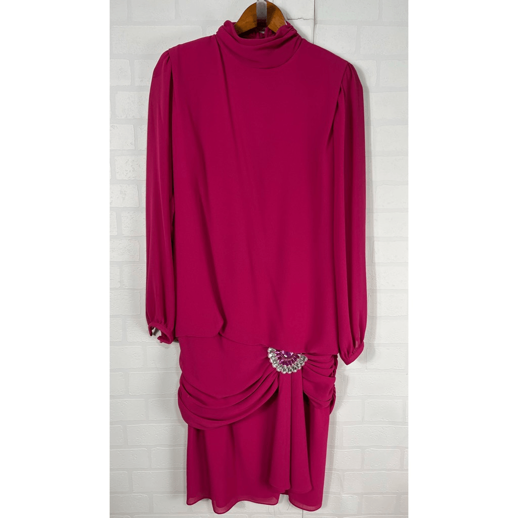 Ursula Of Switzerland Womens Chiffon Blouson Dress Size 8 Vintage Barbiecore