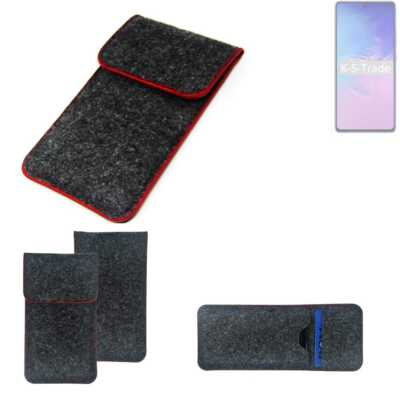 Schutzhülle für Samsung Galaxy Note 10 Lite dunkelgrau roter Rand Filz Sleeve 