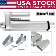 6" Linear Actuator 12V DC Motor & Mounting Brackets 1500N/330lbs Lift Heavy Duty