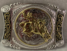 UNISEX Western BULL Riding Gold  Silver HEBILLA Vaquera Cowboy Belt Buckle NEW