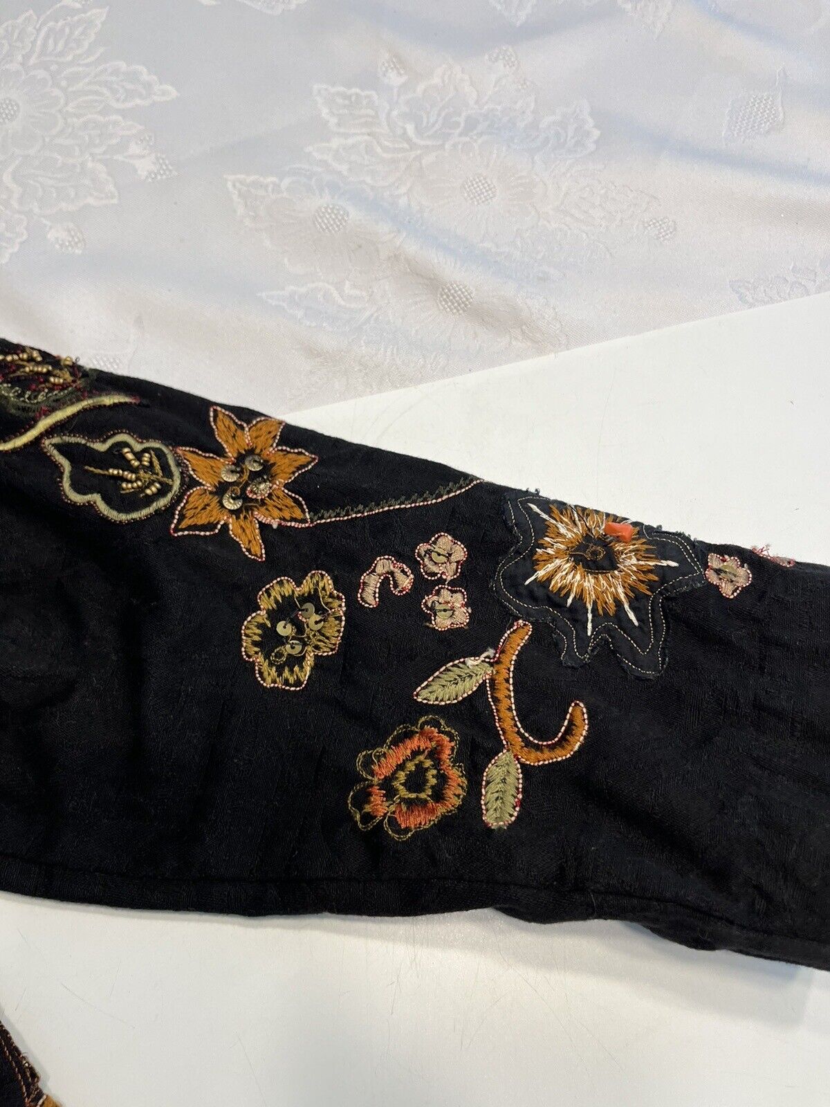 Vtg Laura Ashley Black Jacket Embroidered Rhinest… - image 12
