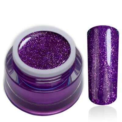 Chrome Glitter Farbgel Lila Glitzer LED UV-Gel Nailart Nagel Design Colorgel