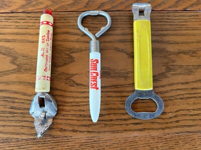 Vintage SUN CREST Bottle Opener- ''Enjoy Sun Crest Beverages'' & 2 Random Openers