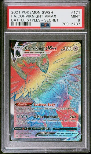 PSA 9 MINT Corviknight VMAX 171/163 Battle Styles Secret Rare Holo Pokémon 2021