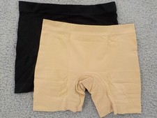 GLORIA VANDERBILT SEAMLESS SHAPING SLIP SHORT 2 PK WOMENS SZ S BLACK NUDE NWOT