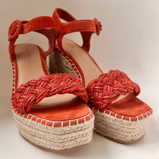 Veronica Beard Reema Espadrille Platform Wedge Sandal Red US 8 NEW MSRP 330