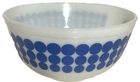 VINTAGE PYREX 403 BLUE POLKA DOT MILK GLASS NESTING MIXING BOWL 2.5 QT