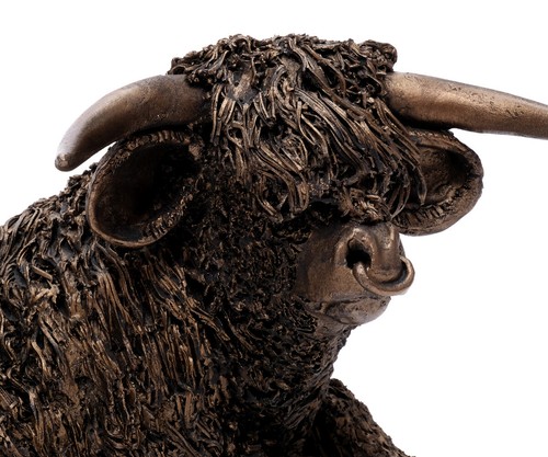 Decorative Figures Beef Sculpture Bronze & Resin Highlandrind Figurine Bull - Picture 8 of 11