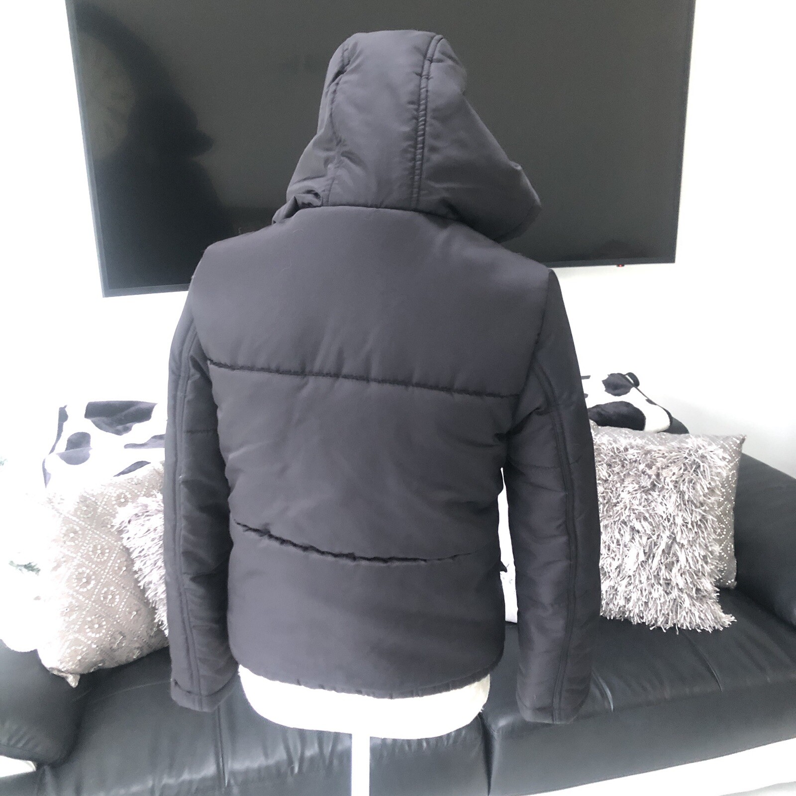 Black Puffer Jacket, Size 8, Good Condition eBay