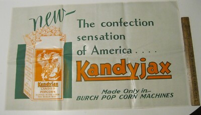 Kandyjax advertising Poster Burch Pop Corn Machine Lithograph Popcorn CrackerJax
