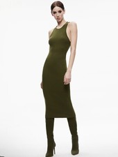 Alice And Olivia  NEW NWT Midi dress Size L Bodycon Olive Green