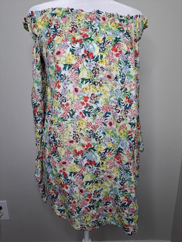 NWT H&M Off The Shoulder Women’s Top Size 6 Floral Tie Slvs Elastic Upper Edge - Picture 4 of 15