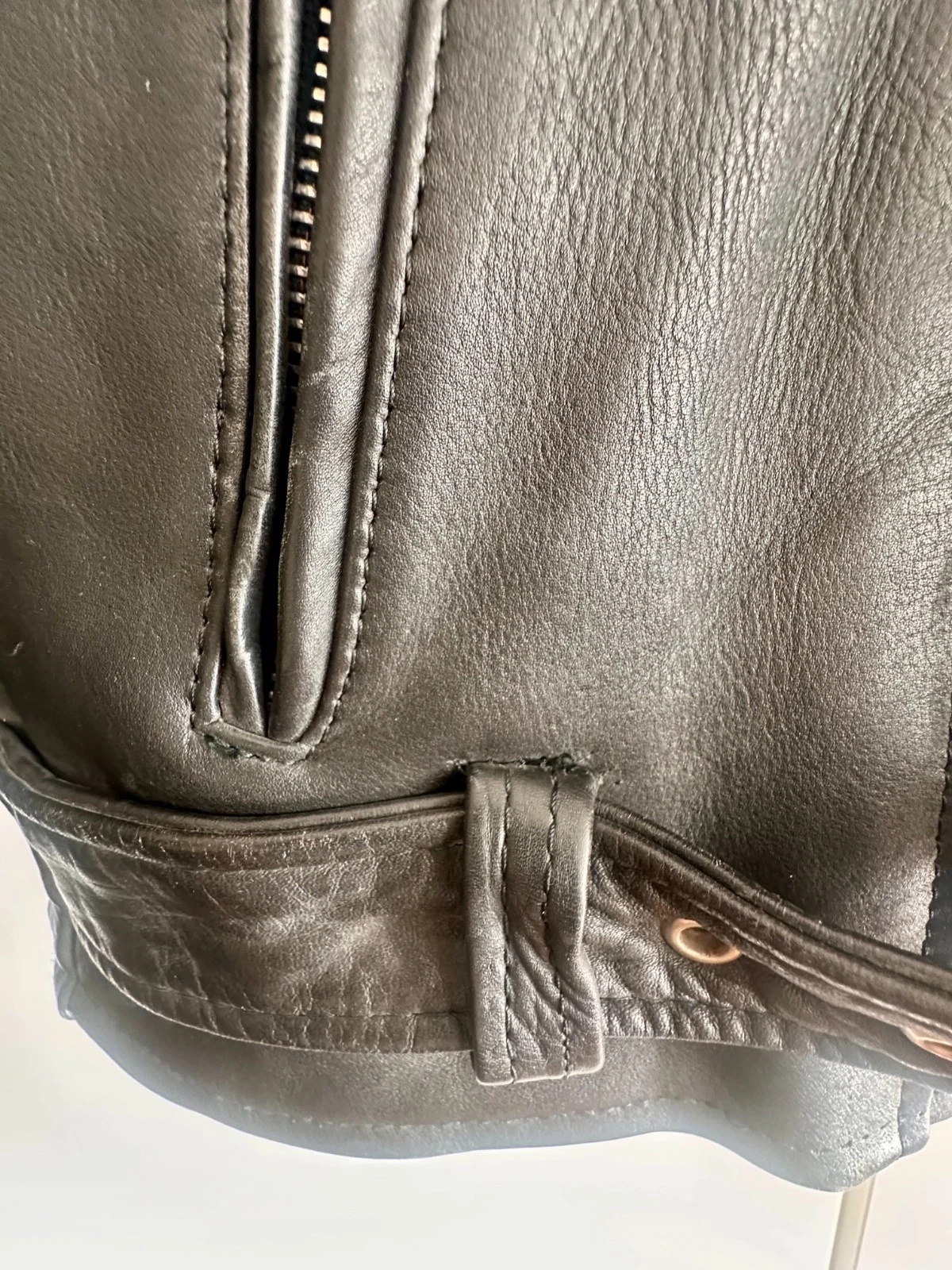 Vintage 90s Black Leather Biker Motorcycle Jacket Camden London Punk Belted HLC - product detail image 14