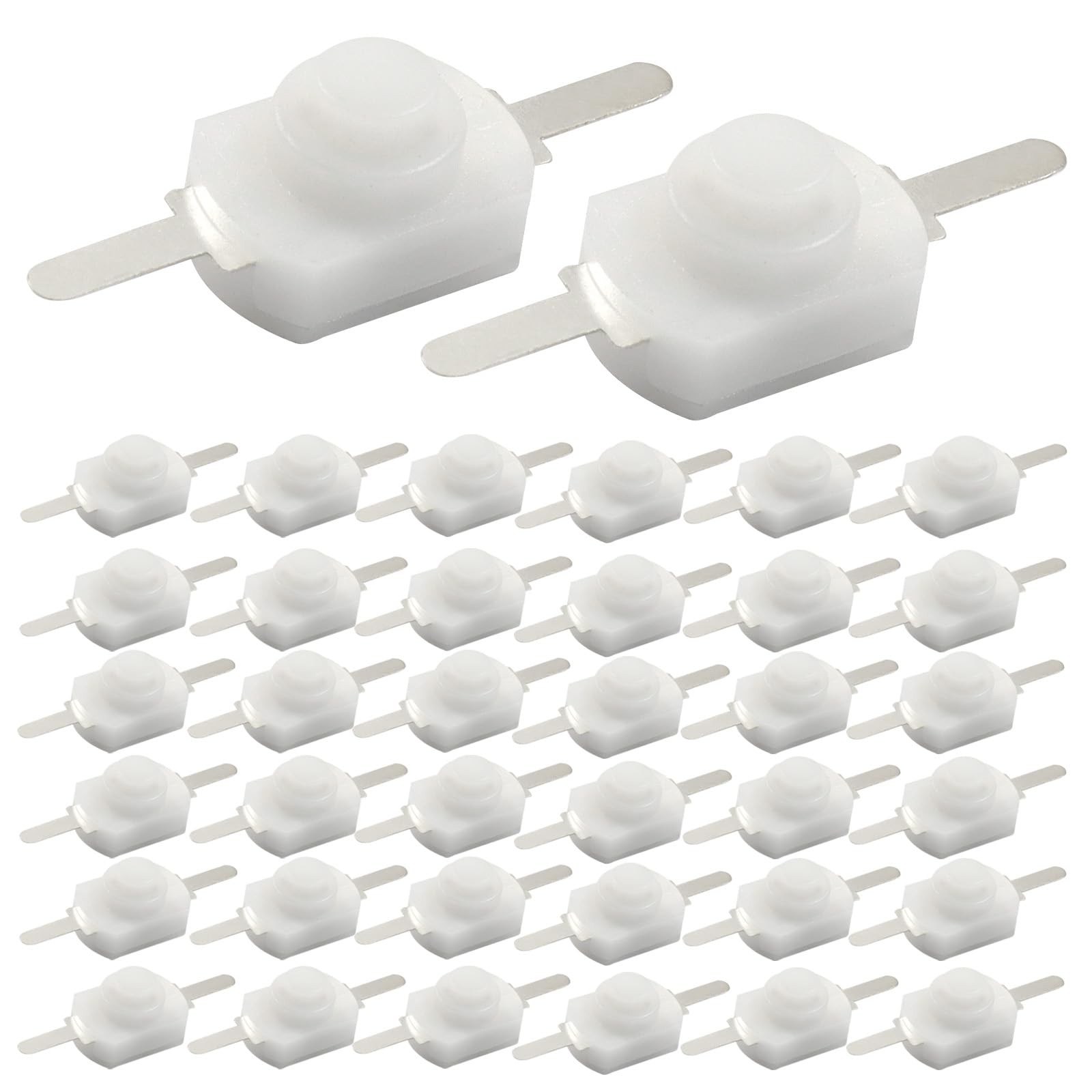 50Pcs Micro Push Button Switch On Off, White Latching Mini Light Switch Self-...