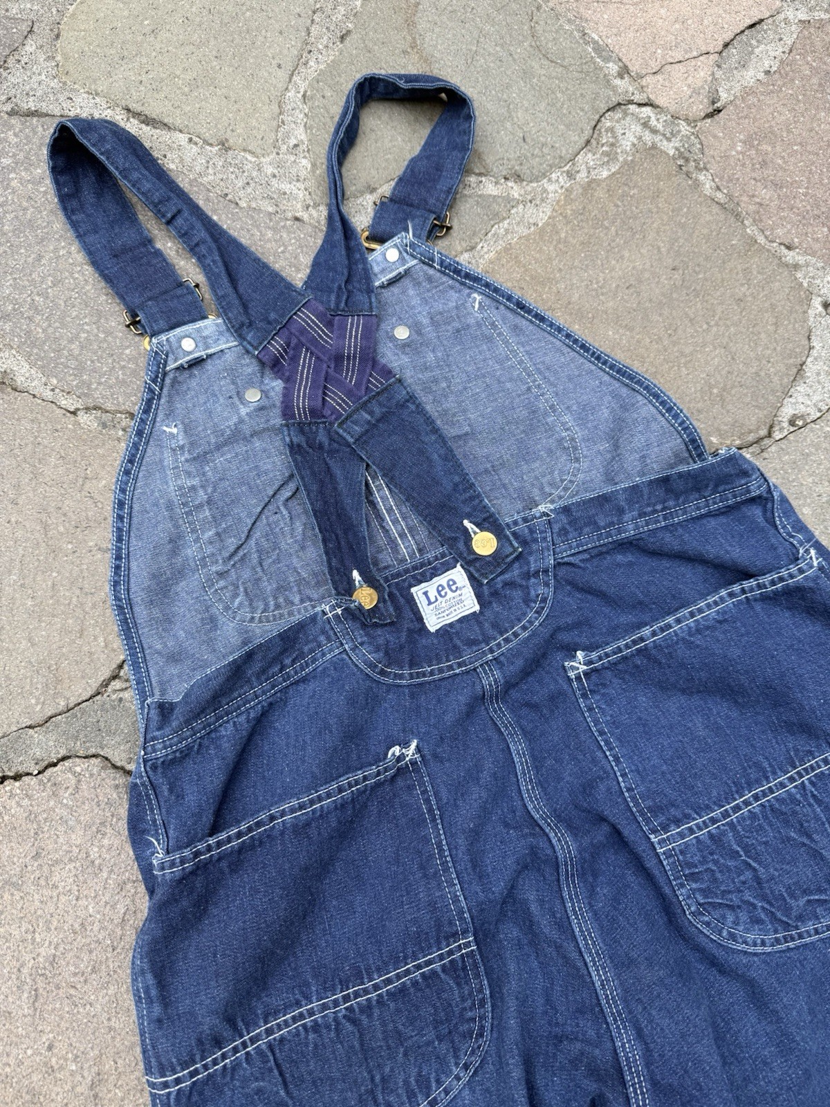 Vintage 70's Lee Jelt Denim Men's Blue Overalls Size … - Gem