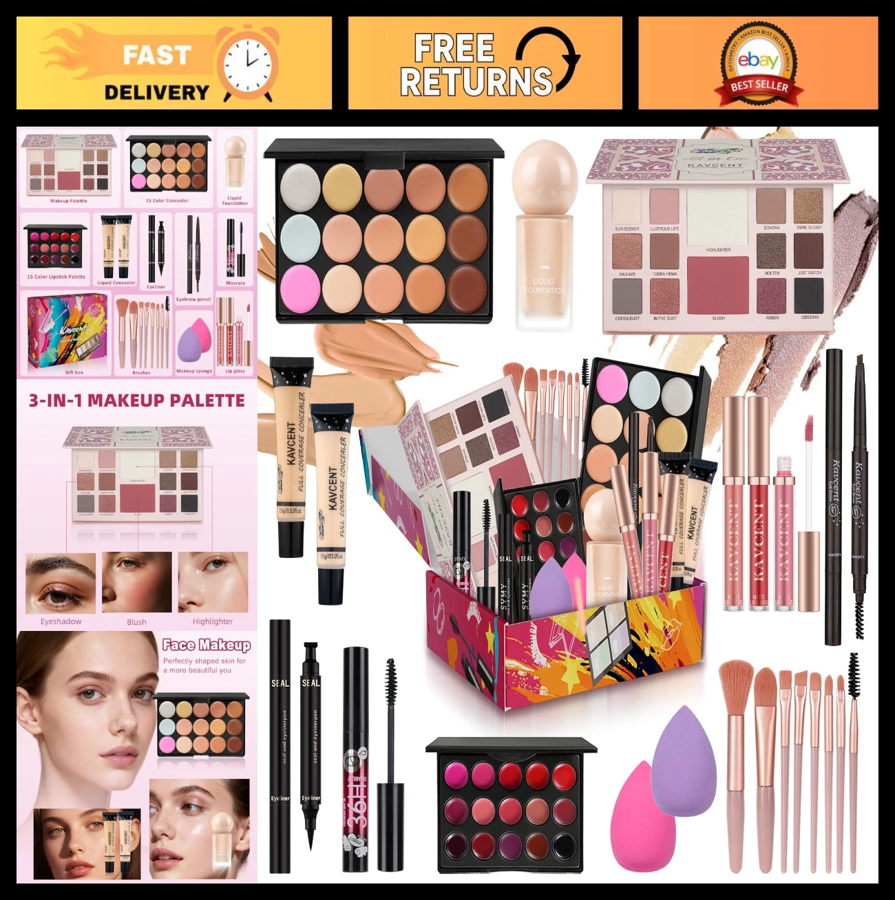 Complete Makeup Kit for Teens & Women - Eyeshadow, Foundation, Gift Set for Girl