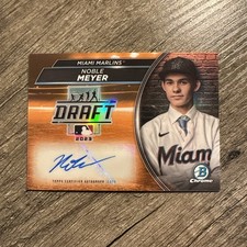 Noble Meyer 2023 Bowman Chrome Draft Night Auto Orange Refractor 25/25 Marlins