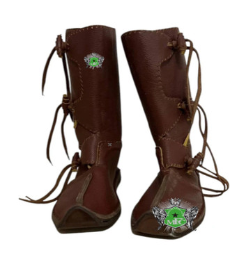 Medieval Scythian Nomad Leather Boots   Handcrafted Pointed-Toe LARP Boots with
