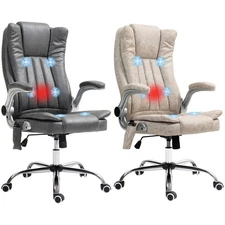 HOMCOM Office Chair with Vibration Massage, Heat, Flip-up Armrest